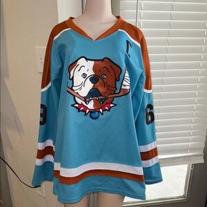 Blue and Brown Bulldog Hockey Jersey